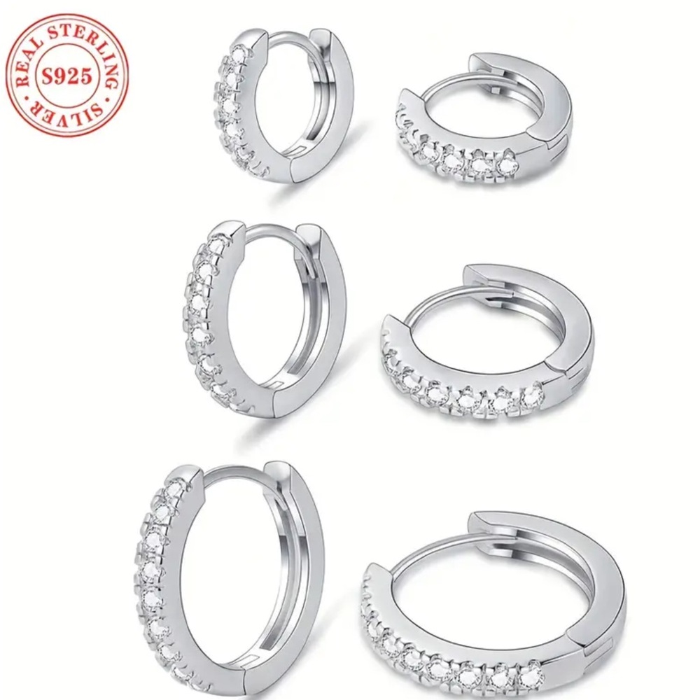Sterling Silver Hoop Earrings Set